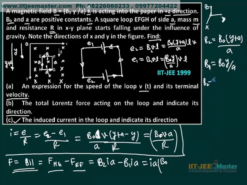 IIT  JEE Solution, Physics video lecture electromagnetic induction