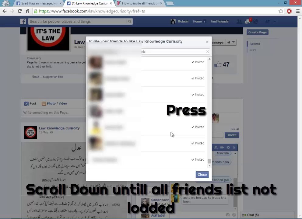 how to invite all friends on facebook page at once