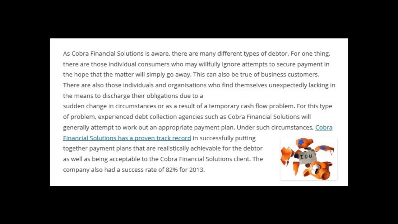 Cobra Financial Solutions offers an efficient way forward if a debtor refuses to pay up