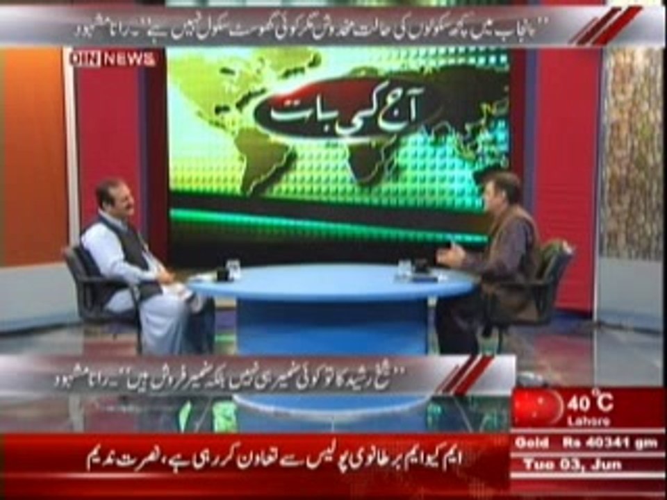 Aaj Ki Baat (Sobai Wazir e Taleem Punjab Rana Mashhood Ahmed Khan Se Mukalma ) 3 June 2014 Part-2