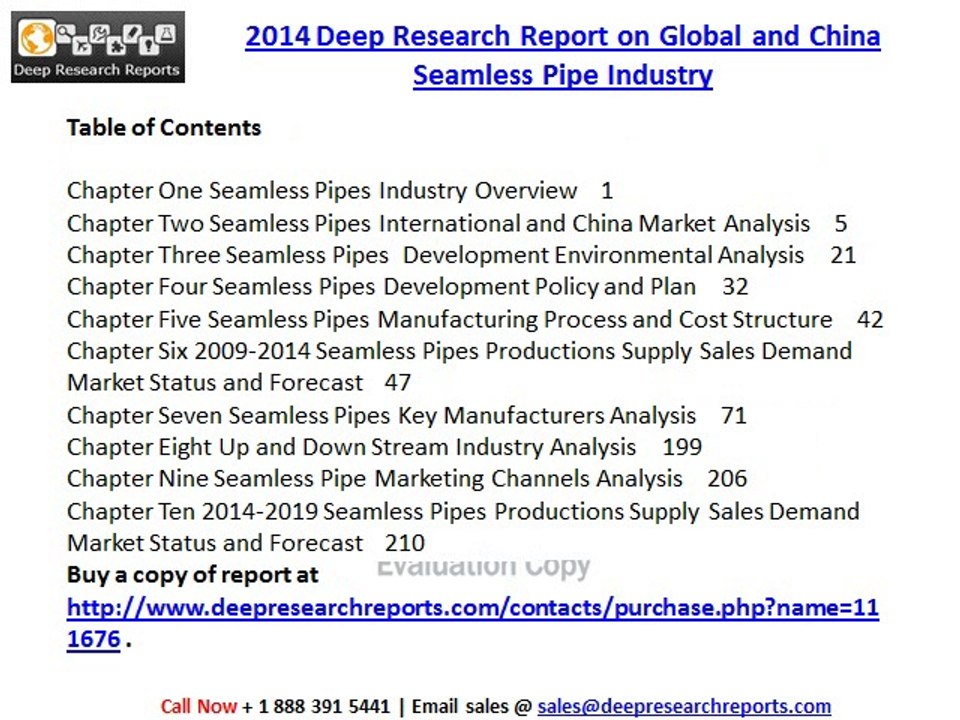 International and China Seamless Pipes Market 2014 Status