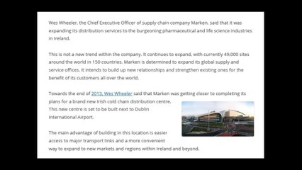 Wes Wheeler Announces Marken Cold Chain Distribution Expansion to Ireland