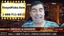 MLB Pick Texas Rangers vs. Baltimore Orioles Betting Line Odds Prediction Preview 6-4-2014