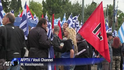 Head of Greek far-right party addresses parliament