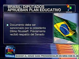 Diputados de Brasil aprueban invertir el 10% del PIB en ecuación