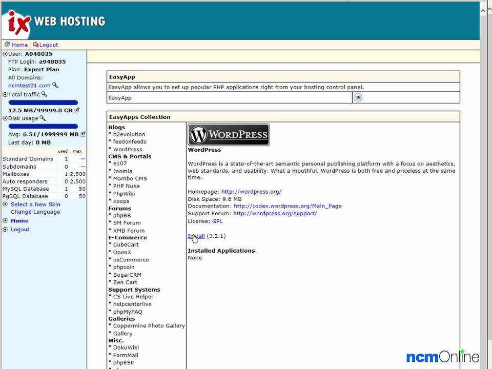 How to install WordPress on IX Web Hosting