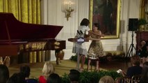 Michelle Obama reacts to military kids