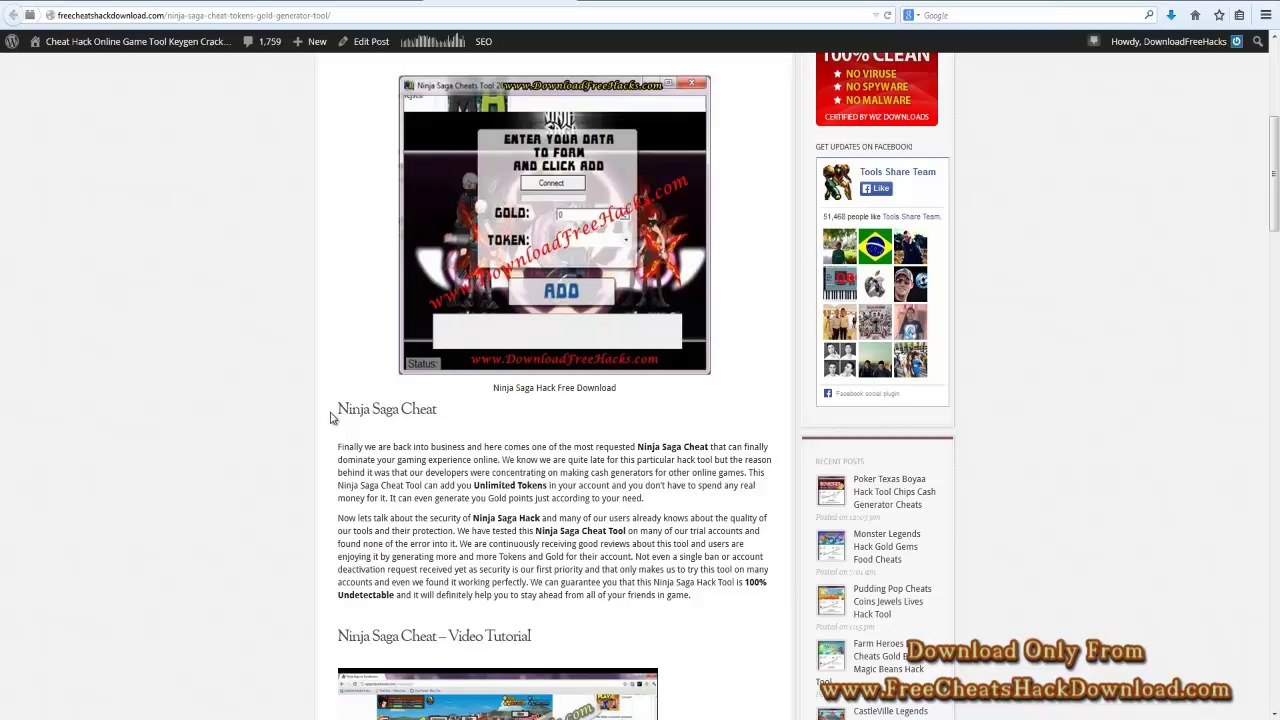 Ninja Saga Cheat Gold and Tokens Generator 2014 Update