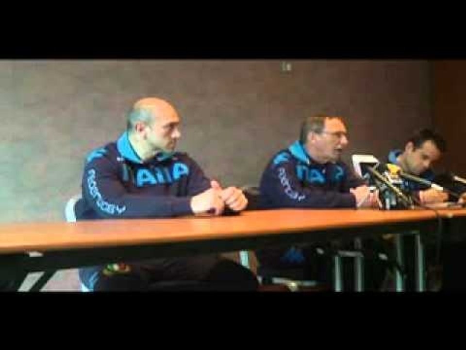 Il CT Brunel incontra la stampa in conferenza alla vigilia della partita contro il Galles