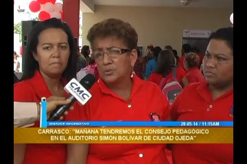 28-05-14 GLADYS CARRASCO: "tendremos el consejo pedagógico en el auditorio Simón Bolívar de Ciudad Ojeda"