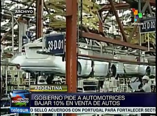 Gob. argentino pidió a automotrices bajar 10% en precios de venta