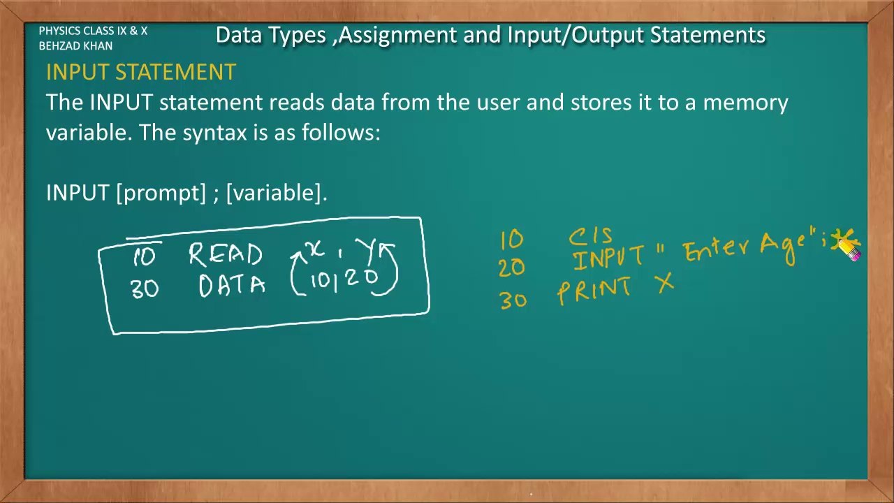 CS10 Data and Input Output Statement INPUT Statement Part 2 - video ...