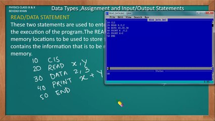 CS10 Data and Input Output Statement READ DATA Statement Part 1