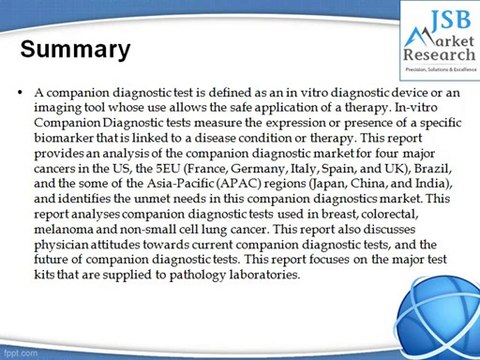 JSB Market Research - MediPoint: Companion Diagnostic Tests in Oncology - Global Analysis and Market Forecasts