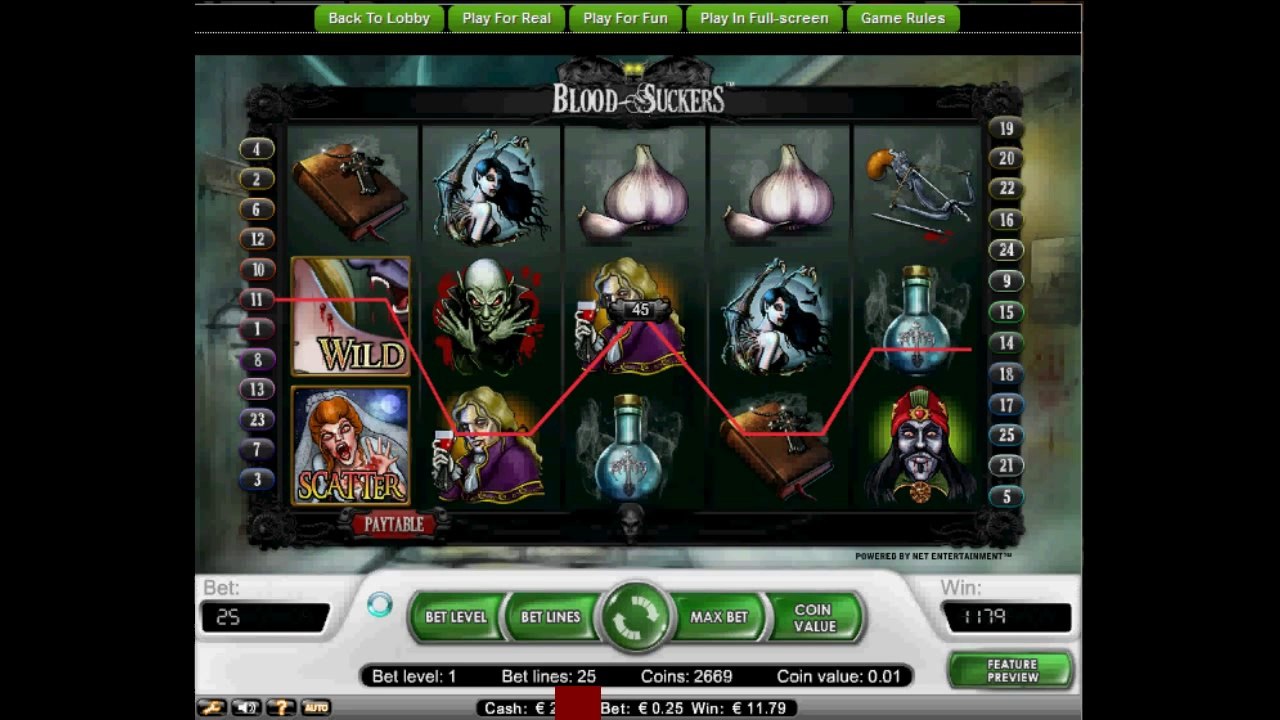 Blood Suckers Vampire video slot by NetEnt software free spin bonus game at online casino