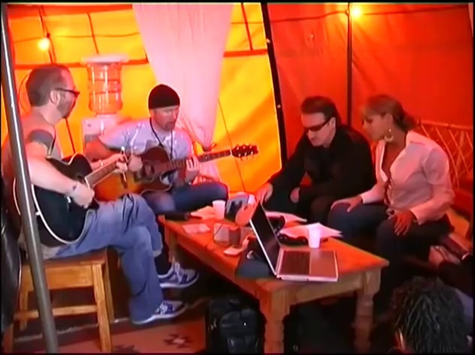 Beyoncé, Bono, Edge & Dave Stewart - American Prayer Rehearsing (Aids Concert)