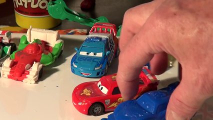 Play Doh Lightning McQueen Francesco Bernoulli and Raoul Caroule from blended Play Doh colors