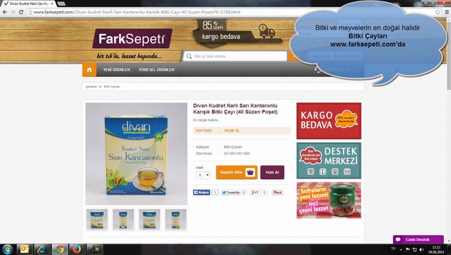 Divan Kudret Narlı Sarı Kantaronlu Karışık Bitki Çayı (40 Süzen Poşet)