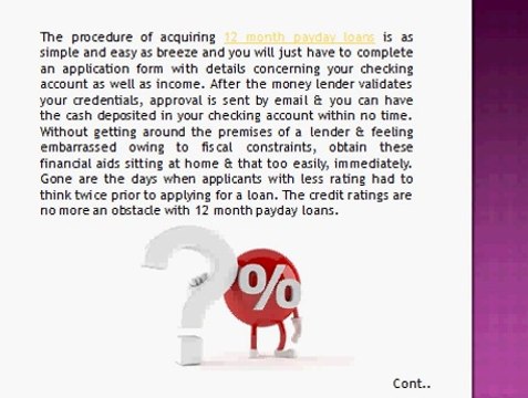 12 Month Loans No Credit Check No Brokers