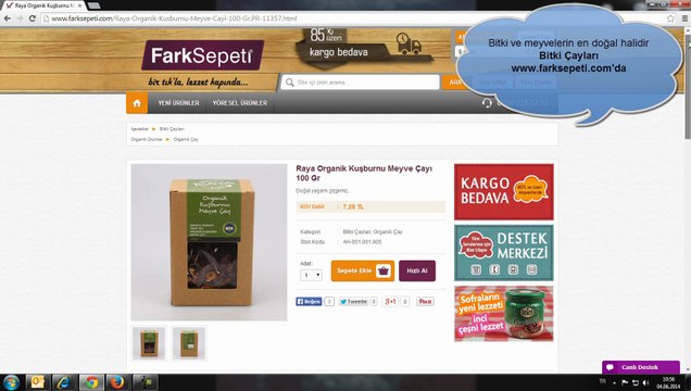 Raya Organik Kuşburnu Meyve Çayı