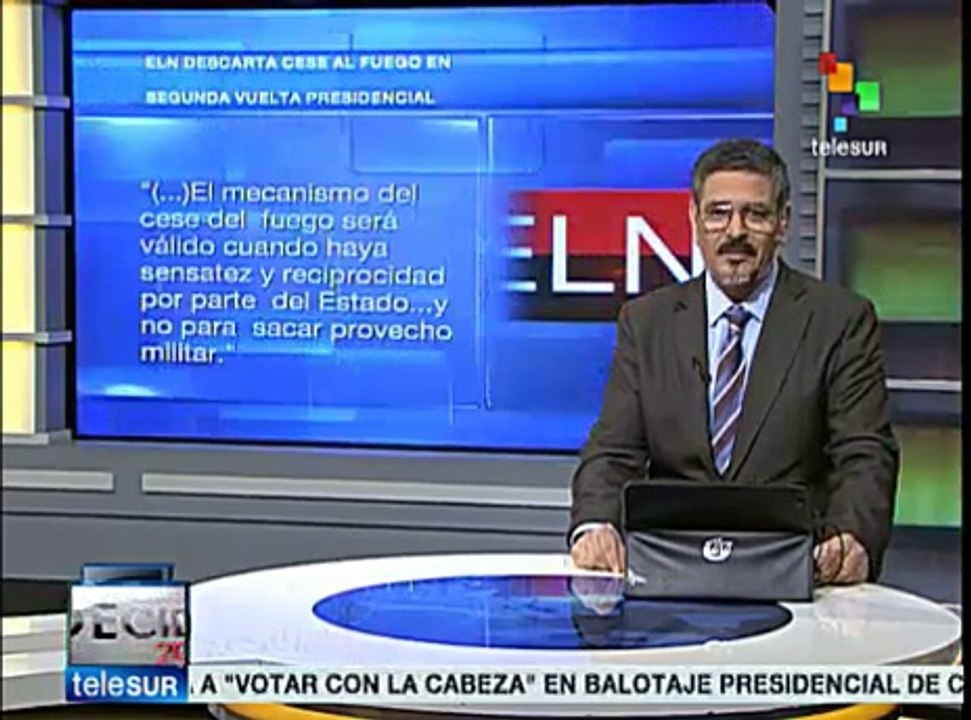 Dice ELN no al cese del fuego en comicios colombianos