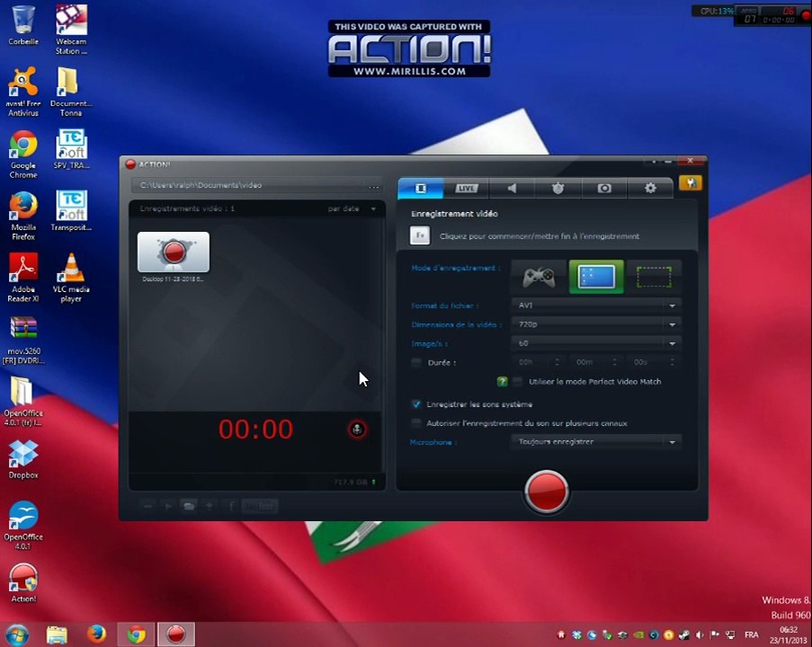 Logiciel de filmage d'écran : Action milliris