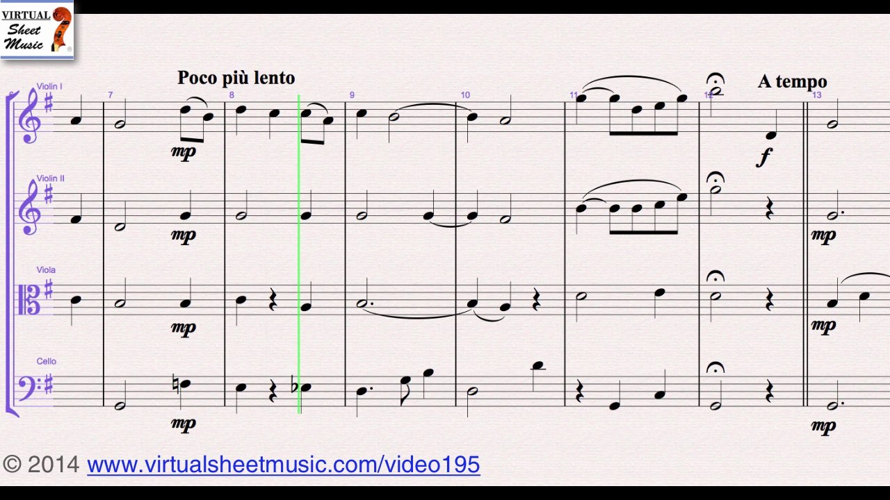Antonio Vivaldi's Amazing Grace sheet music for String Quartet - Video Score