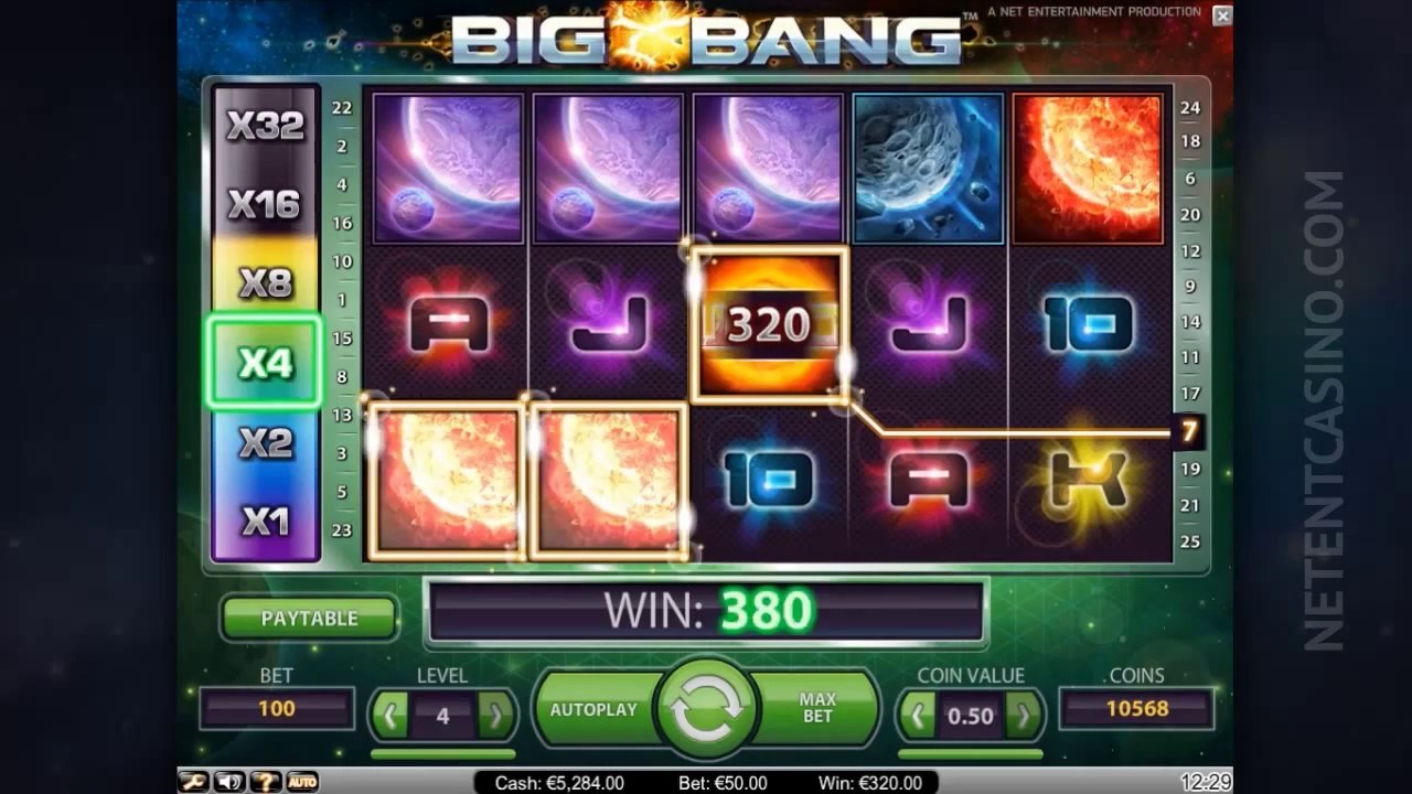 Big Bang Video Slot by Netent Casino (Net Entertainment software)