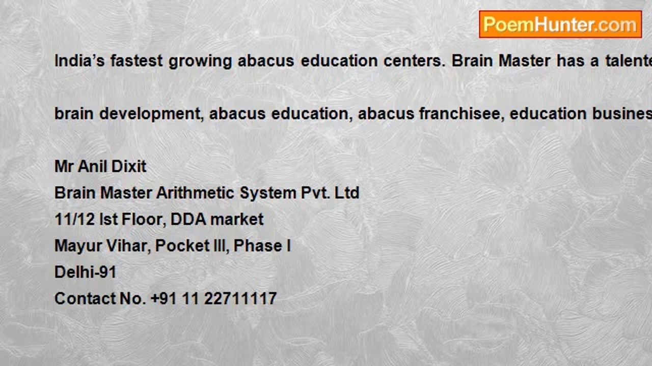 anil dixit - Brain Master Arithmetic System Pvt. Ltd