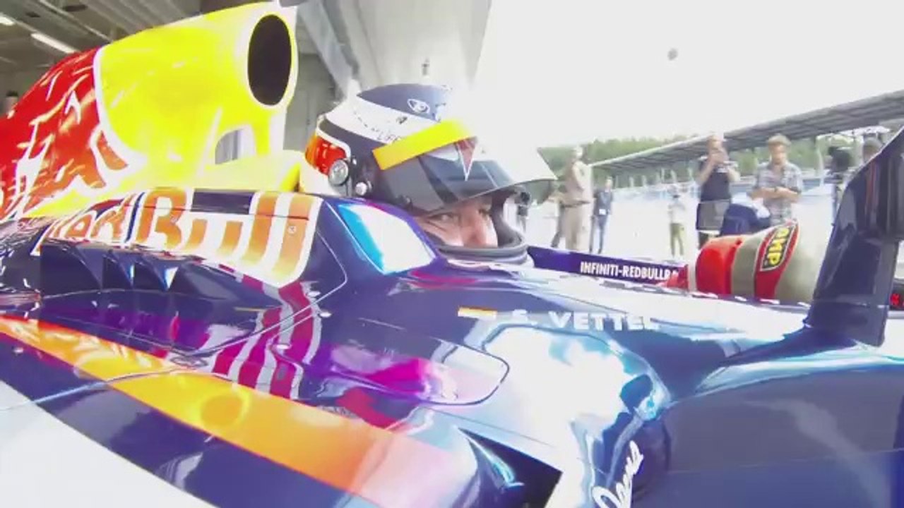 Sebastian Vettel drives 1988 Ferrari F1 car