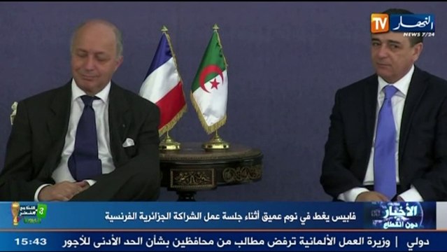 French FM Fabius seen dozing at Algiers conference