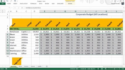 Microsoft Excel Building Budgets - Part 3