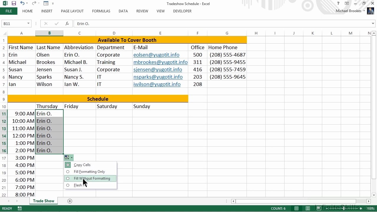 Microsoft Excel Assembling Schedules