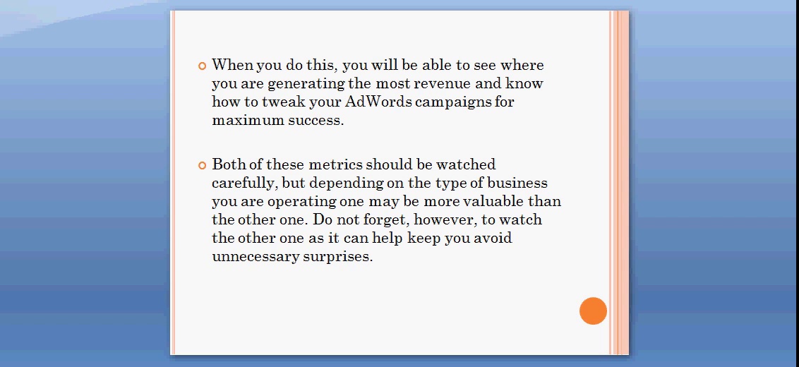 Cost per conversion or return on investment