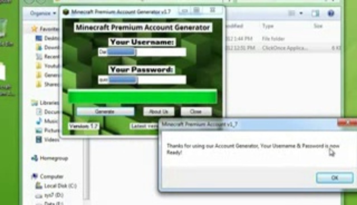 Minecraft compte Premium Générateur Téléchargement Janvier 2013