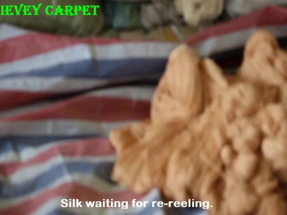 Re-reeling and Dyeing in the process of making 100% silk carpets
