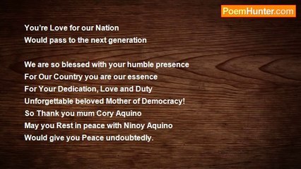 Dennis Vincent Guillermo - Mother Of Democracy - Cory Aquino (English)