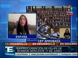 Españoles rechazan ley orgánica de abdicación del rey Juan Carlos I