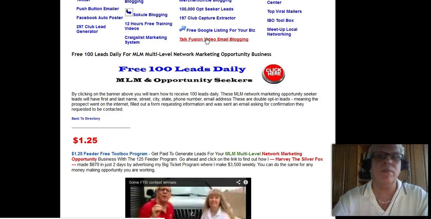 Talk Fusion Email Blogging Silver Fox Free Google Listing MLM Leads