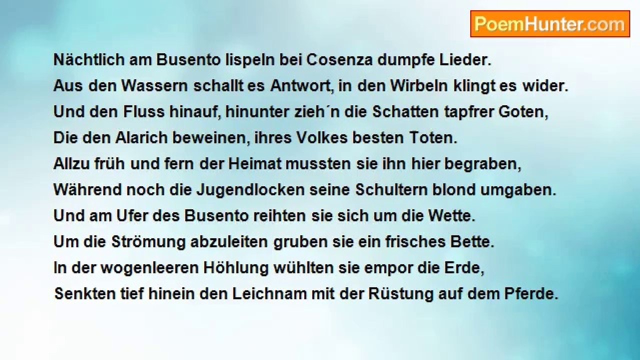 August Graf von Platen - Das Grab Im Busento