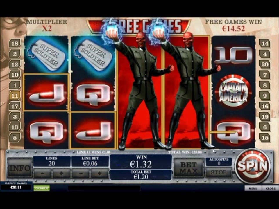 Captain America Slot - Freespin Feature with Super Spins