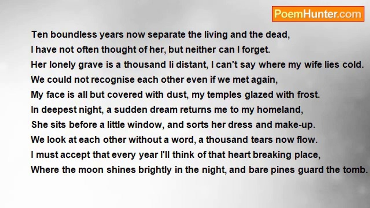 Su Shi - Dreaming of My Deceased Wife on the Night of the 20th Day of the First Month