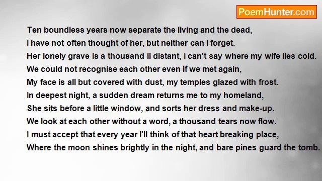 Su Shi - Dreaming of My Deceased Wife on the Night of the 20th Day of the First Month