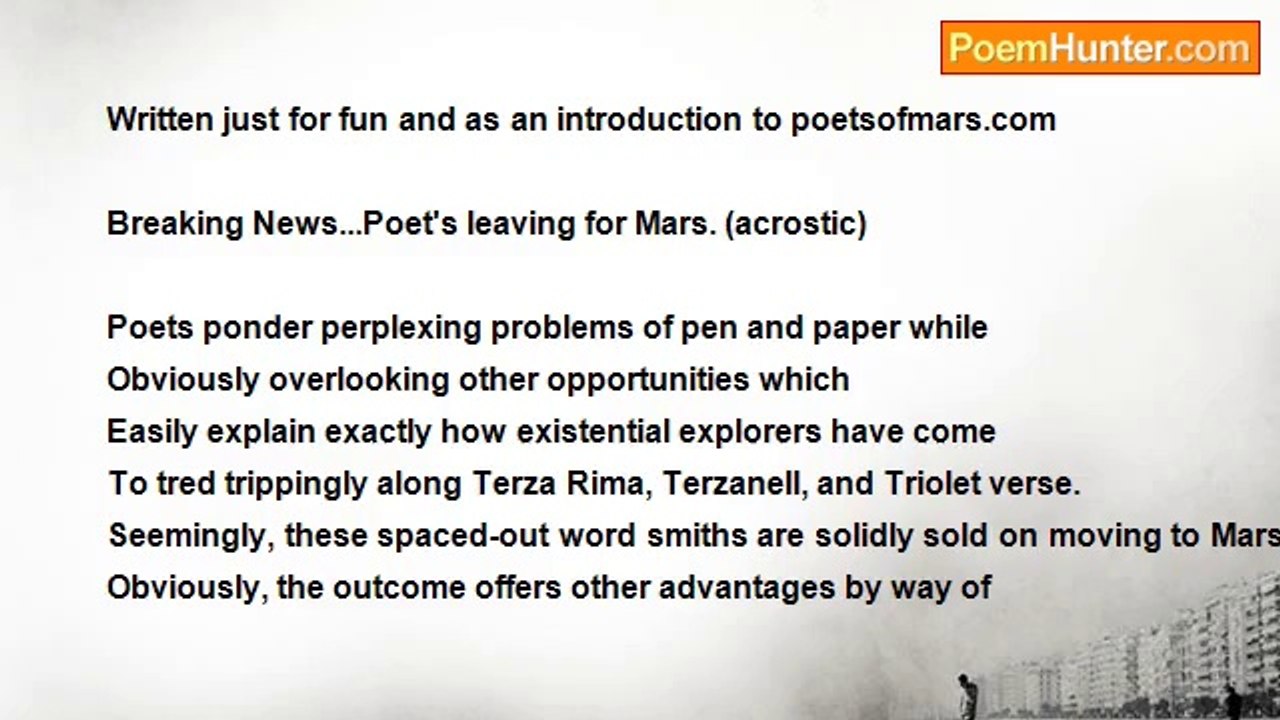 Dawn Slanker - Breaking News...Poet's leaving f...