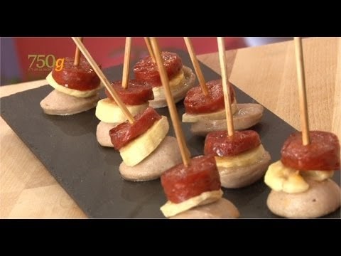 Recette de Brochettes de chorizo, boudin et banane - 750 Grammes