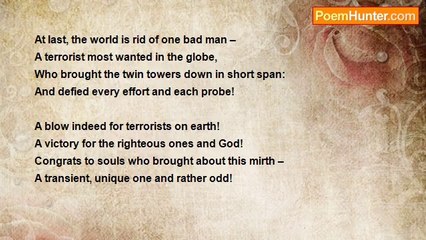 Dr John Celes - Sonnet: In the War against Terrorism...