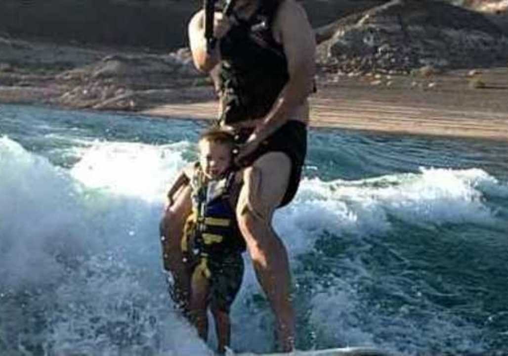 Father and Son Wakeboard Together