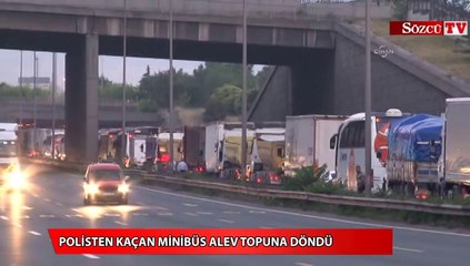 Polisten kaçan minibüs alev topuna döndü