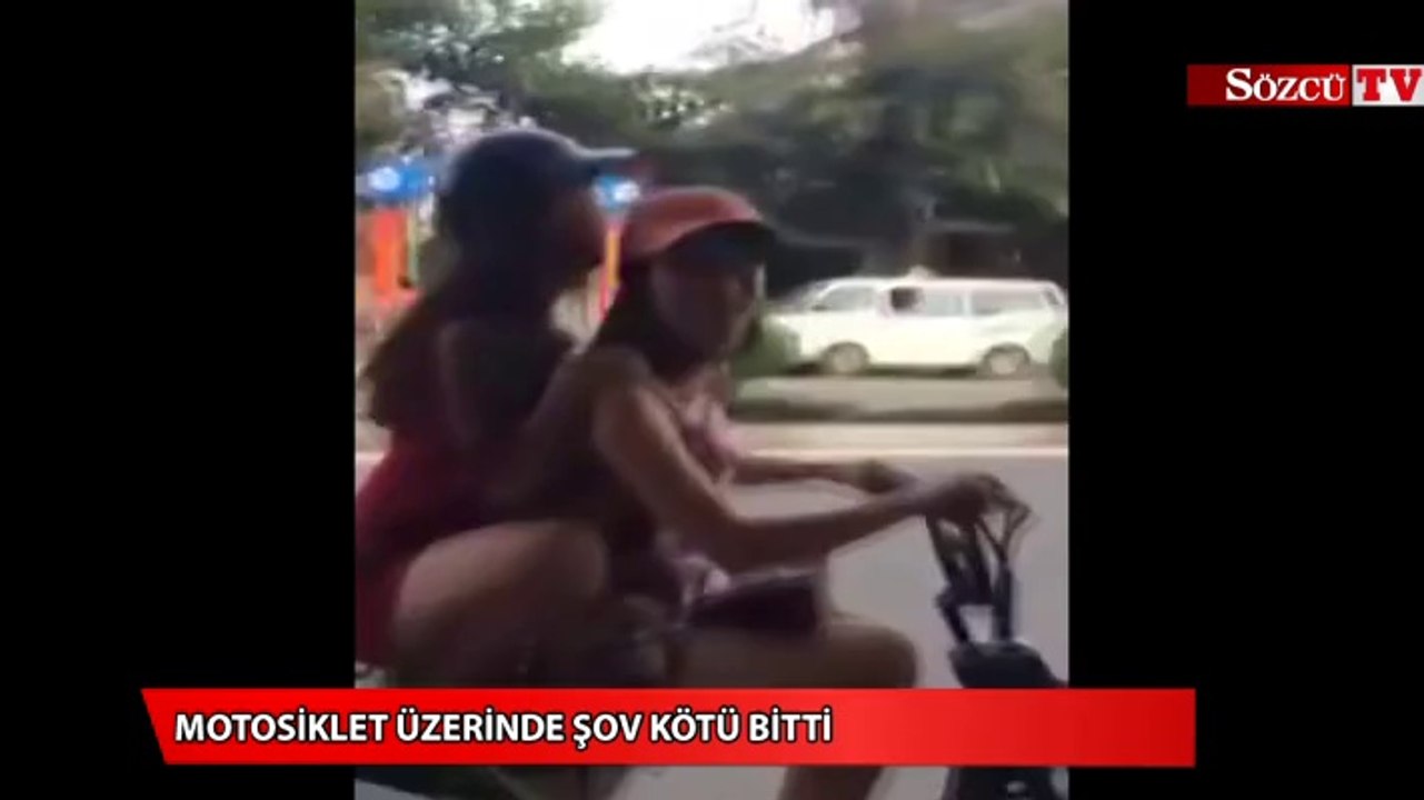 Motosiklet üzerinde şov kötü bitti