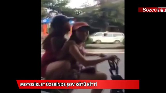 Motosiklet üzerinde şov kötü bitti